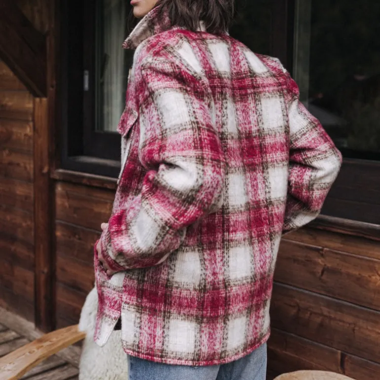 Blouson veste femme Freeman T Porter Vaness à carreaux rouges