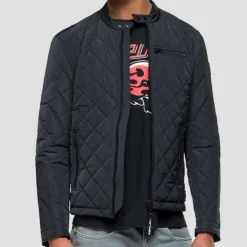 Blouson veste moto noire Replay Jeans pour homme