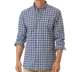 Chemise Us Polo Assn en coton à carreaux bleus