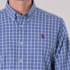Chemise Us Polo Assn Evan en coton à carreaux bleus