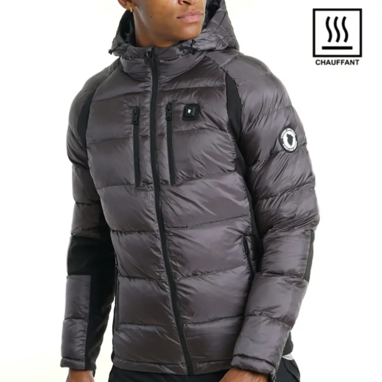 Doudoune chauffante Comme Des Loups Avoriaz grise et noire