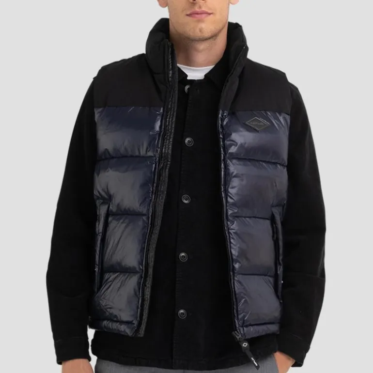 Doudoune sans manches Replay Jeans pour homme noir et bleu marine