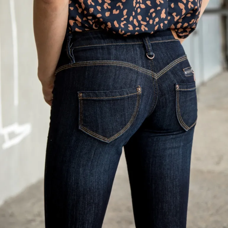 freeman porter - jean femme freeman porter coupe slim " alexa " delavage " eclipse "