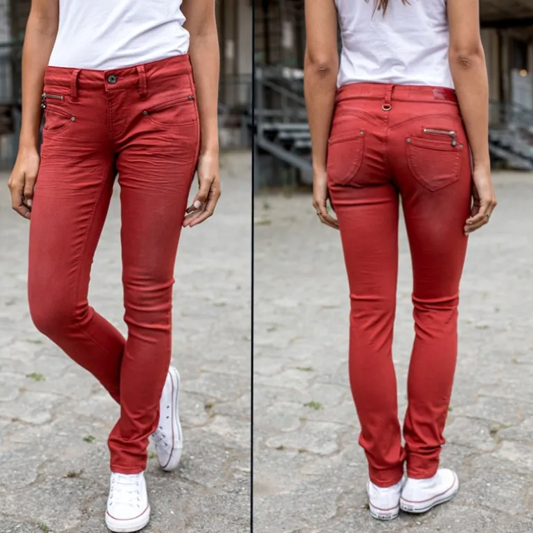 Jean femme Freeman T Porter Alexa Magic Slim rouge brick red