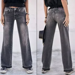 Jeans large Freeman T Porter femme Agatha wide legs gris