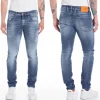 Jeans Replay homme anbass slim bleu clair avec détails orange
