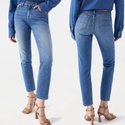 Jeans Salsa femme True Cropped Slim bleu medium wash