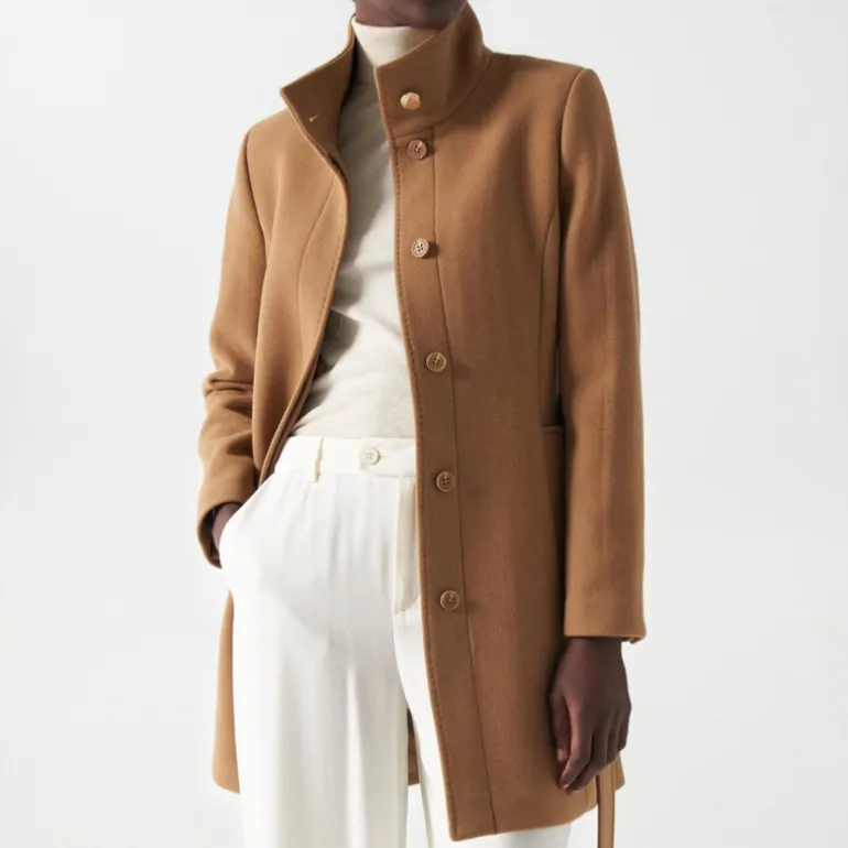 Manteau en drap de laine beige Salsa femme