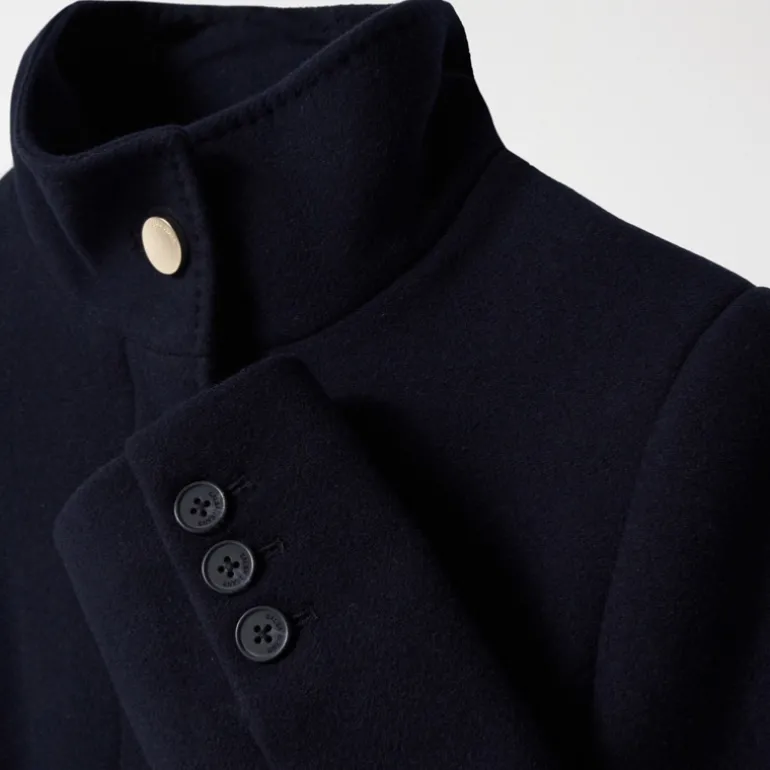 Manteau en drap de laine bleu marine Salsa femme