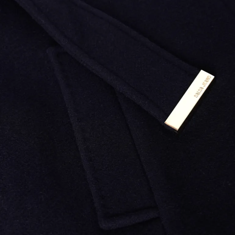 Manteau en drap de laine bleu marine Salsa femme