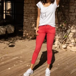 Pantalon 7/8 éme femme Freeman T Porter Alexa Cropped rouge