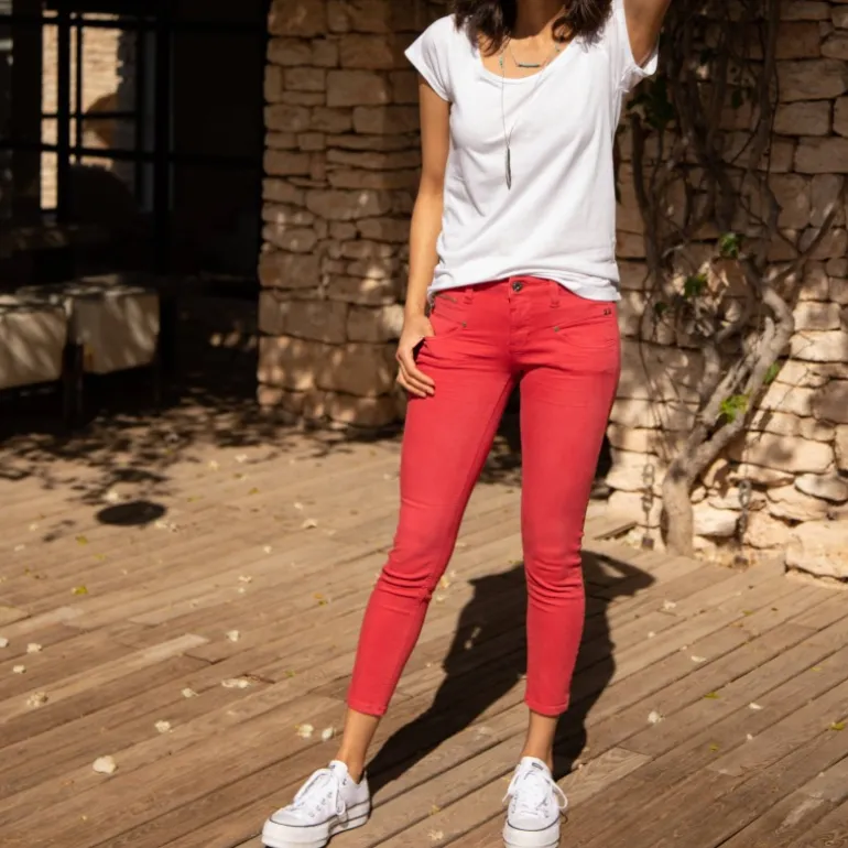 Pantalon 7/8 éme femme Freeman T Porter Alexa Cropped rouge