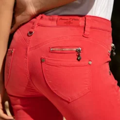 Pantalon 7/8 éme taille haute femme Freeman T Porter Alexa Cropped rouge