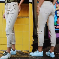 Pantalon cargo femme Freeman T Porter Celine Smooth beige