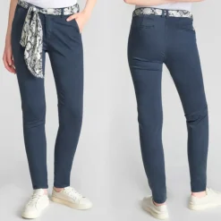 Pantalon chino femme Le Temps des Cerises Dyli bleu marine