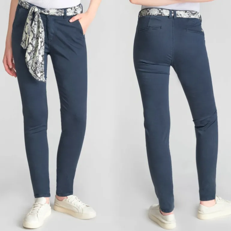 Pantalon chino femme Le Temps des Cerises Dyli bleu marine