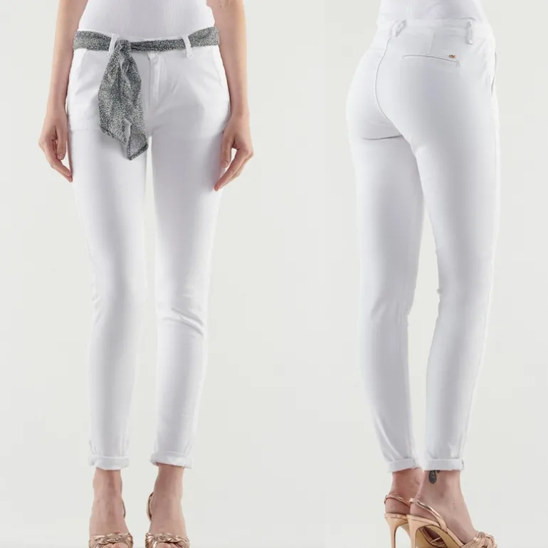 Pantalon chino Le Temps des Cerises modèle Lidy blanc