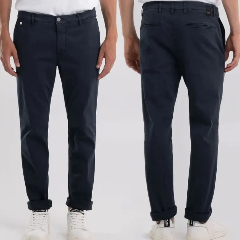 Pantalon Chino Replay hyperflex bleu marine