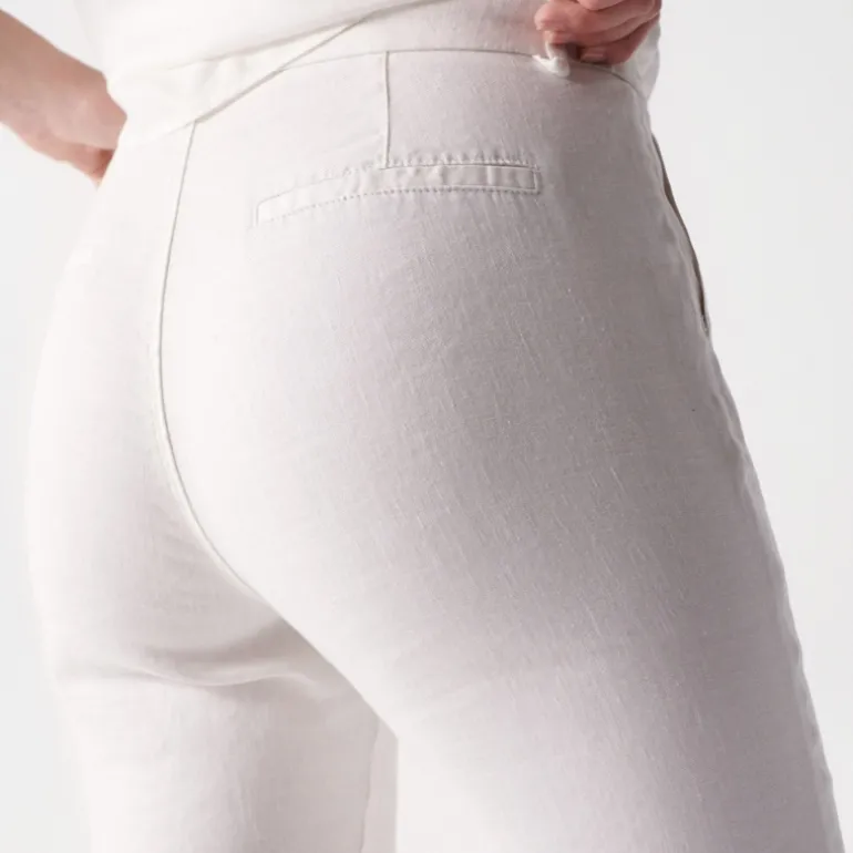 Pantalon en lin blanc Salsa femme