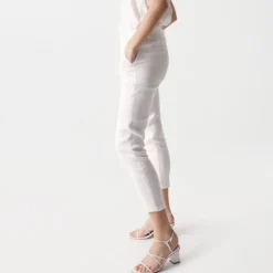 Pantalon en lin blanc Salsa femme