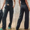 Pantalon flare Freeman T Porter femme Agatha marine rayé vert