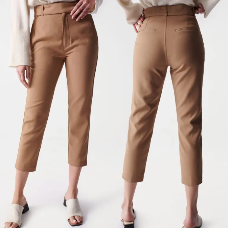 Pantalon taille haute Salsa femme beige
