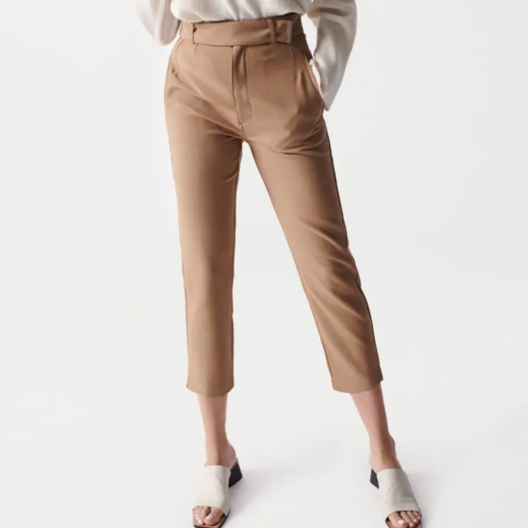 Pantalon taille haute Salsa femme beige