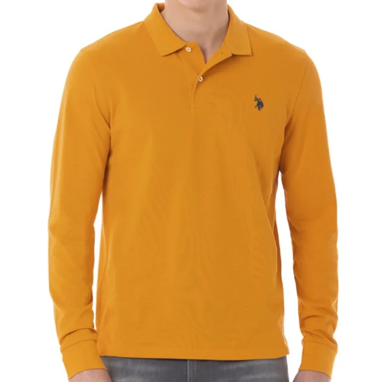 Polo manches longues Us Polo Assn jaune moutarde