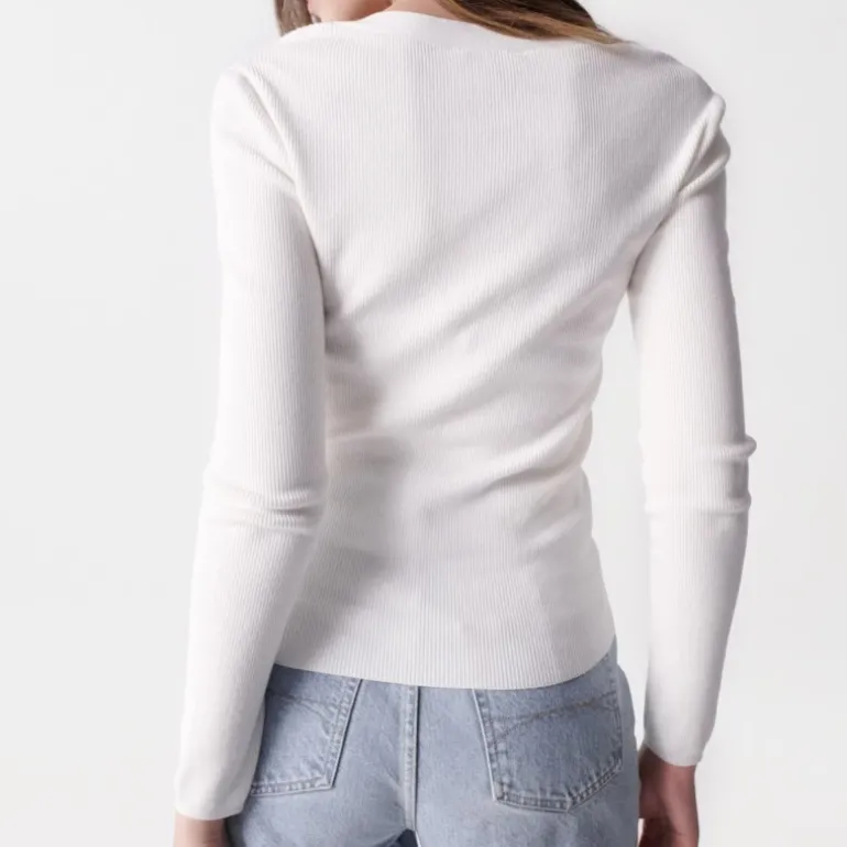Pull Salsa Jeans femme blanc