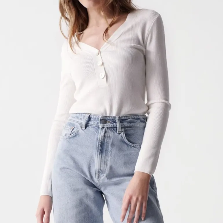 Pull Salsa Jeans femme blanc