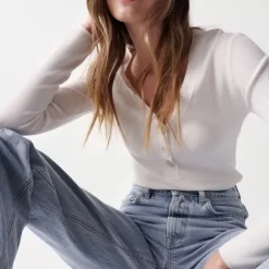 Pull Salsa Jeans femme blanc