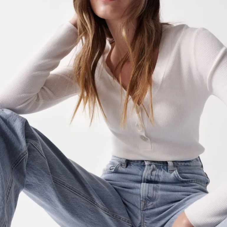 Pull Salsa Jeans femme blanc