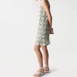 Robe Salsa Jeans verte broderie crochet