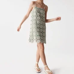 Robe Salsa Jeans verte broderie crochet