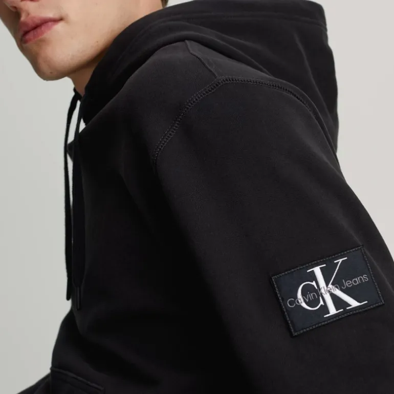 Sweat capuche Calvin Klein Ck Jeans badge hoodie noir