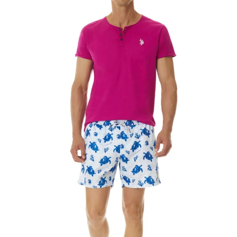 T Shirt col tunisien Us Polo Assn fushia