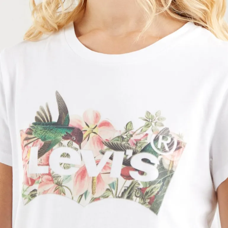 T Shirt femme Levi's ® The Perfect Tee blanc logo Batwing