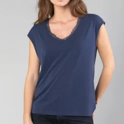 T Shirt Le Temps des Cerises femme Nate bleu marine