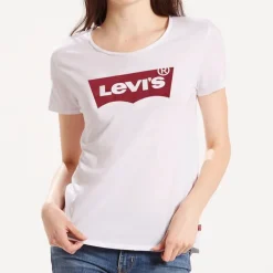 T Shirt Levi's ® femme perfect tee blanc logo batwing Levi's rouge