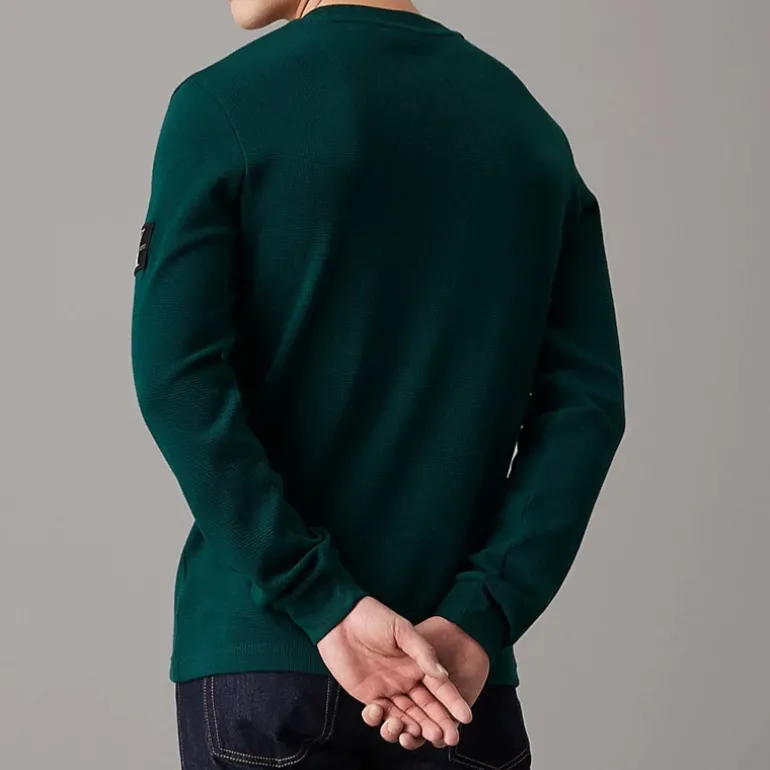 T Shirt manches longues Calvin Klein Jeans vert