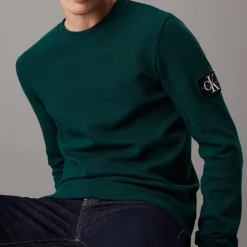 T Shirt manches longues Calvin Klein Jeans vert