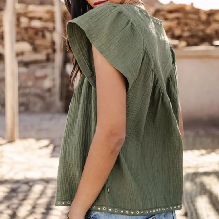Top blouse femme Freeman T Porter Tillie Plain kaki