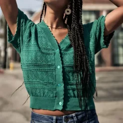 Top Gilet cardigan Freeman T Porter femme Pradda vert