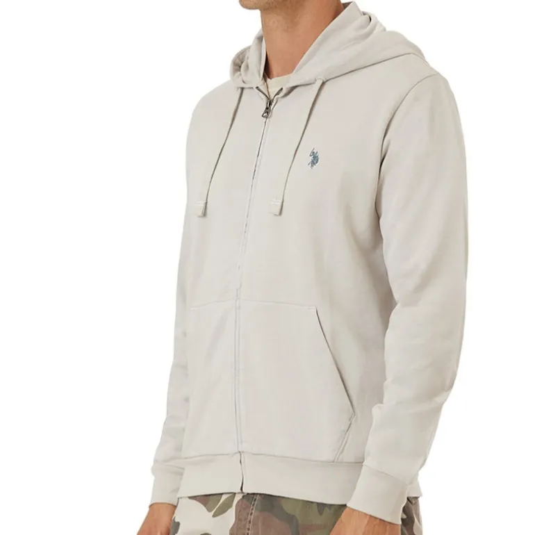 Veste / Sweat zippé capuche Us Polo Heritage beige