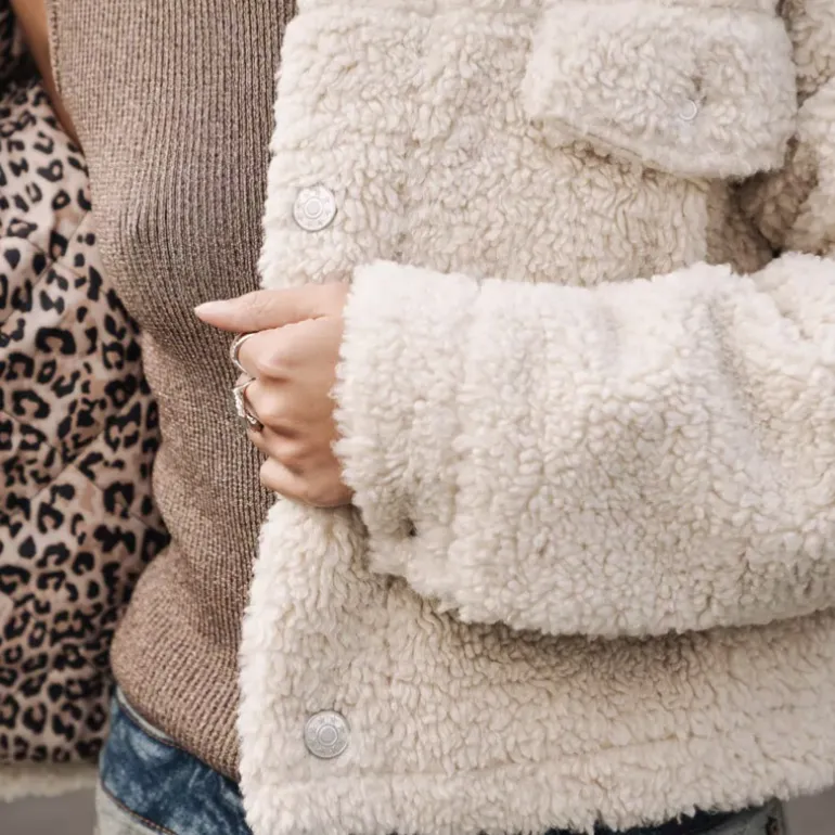 Veste blouson femme Freeman T Porter Merine en sherpa écru
