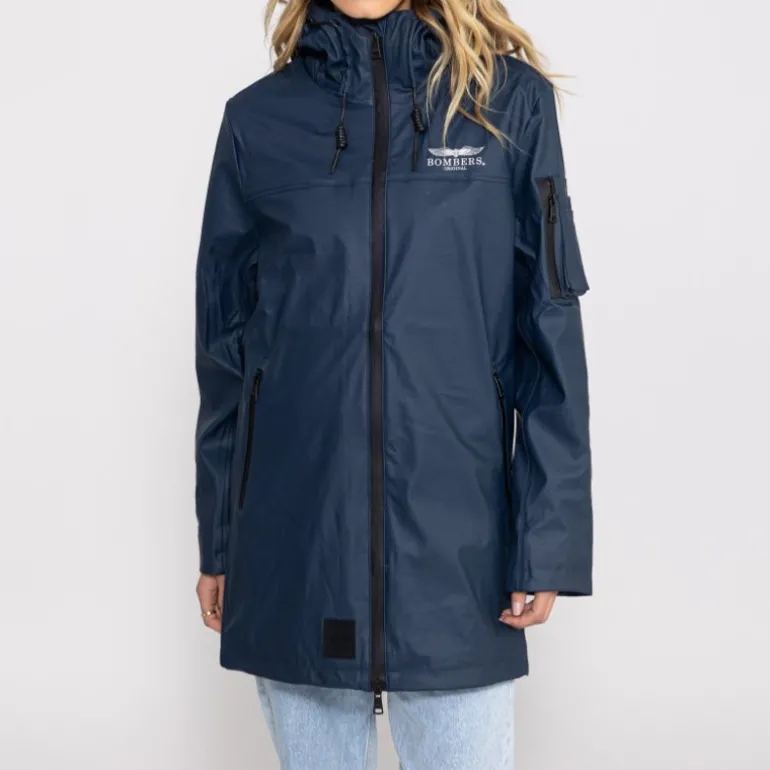 Veste longue imperméable Bombers Original Djinn femme bleu marine