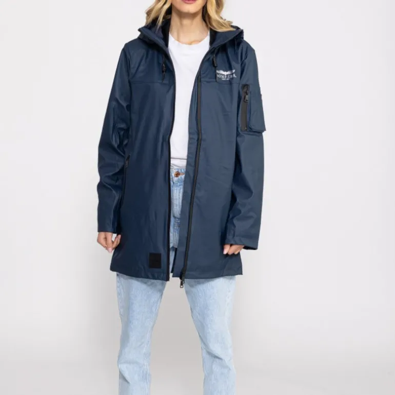 Veste longue imperméable Bombers Original Djinn femme bleu marine